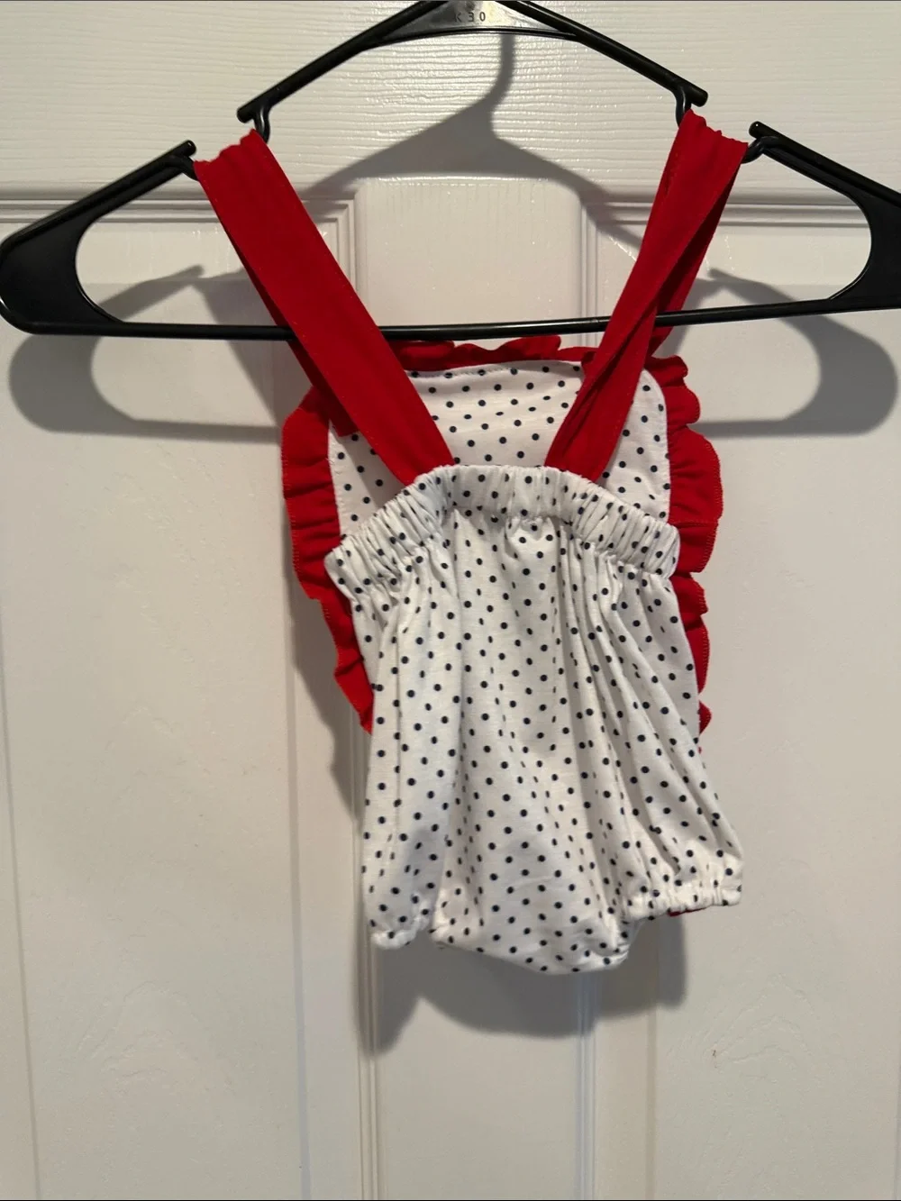 Patriotic Red & White Polka Dot Cupcake One-Piece Bodysuit for Kids